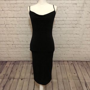 Black Spaghetti-Strap Body-Con Midi-Dress, sz Sm